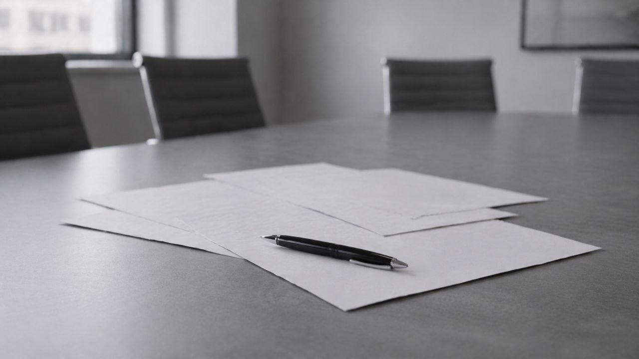 Leere Stühle und Stift auf Konferenztisch – Betrug beim Unternehmenskauf M&A