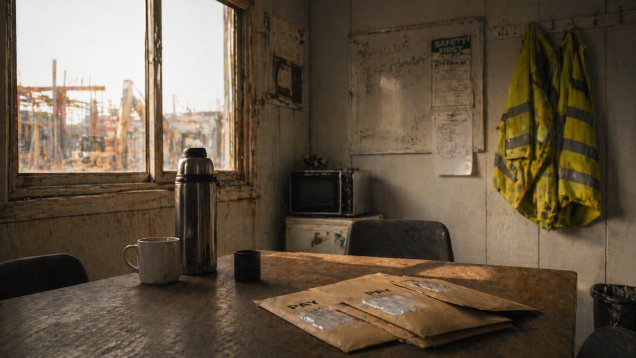 Lohnkuverts im Inneren eines Baucontainers — § 266a StGB Vorenthalten und Veruntreuen von Arbeitsentgelt