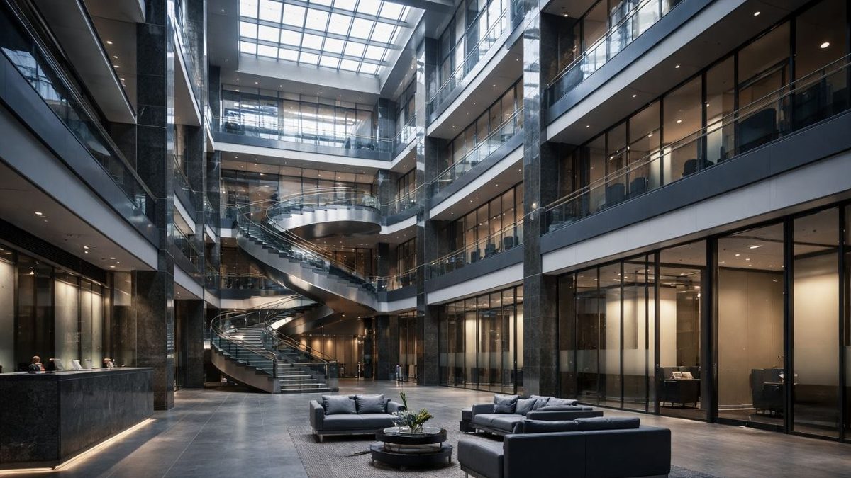 Geldwäschebeauftragter Pflichten Unternehmen — Bankatrium Glasfassade Atrium — AML GwG Meldepflicht