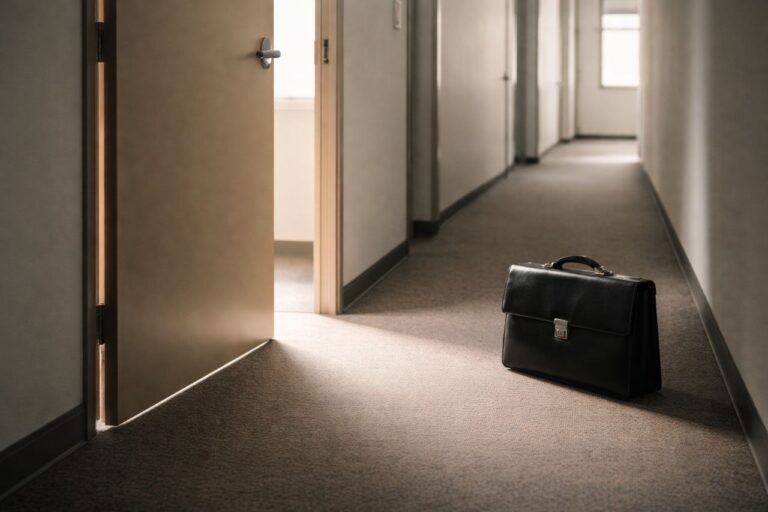 Durchsuchung Unternehmen — Verlassene Aktentasche in leerem Bürokorridor — Hausdurchsuchung §102 StPO Strafrecht