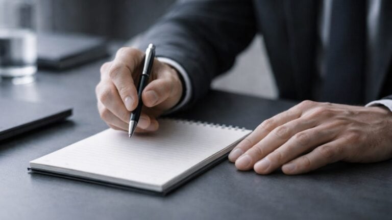 Attorney Proffer Kooperation — Hand Notizblock Protokoll — Strafprozessrecht Investigations