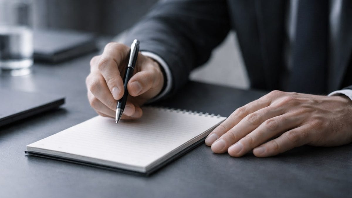 Attorney Proffer Kooperation — Hand Notizblock Protokoll — Strafprozessrecht Investigations