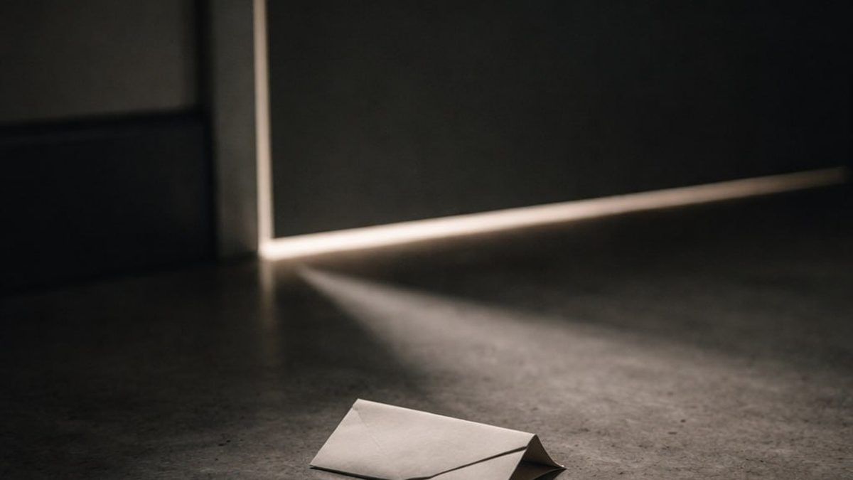 Interne Untersuchung Hinweis — Umschlag unter Tür Silhouette — Investigations Whistleblower