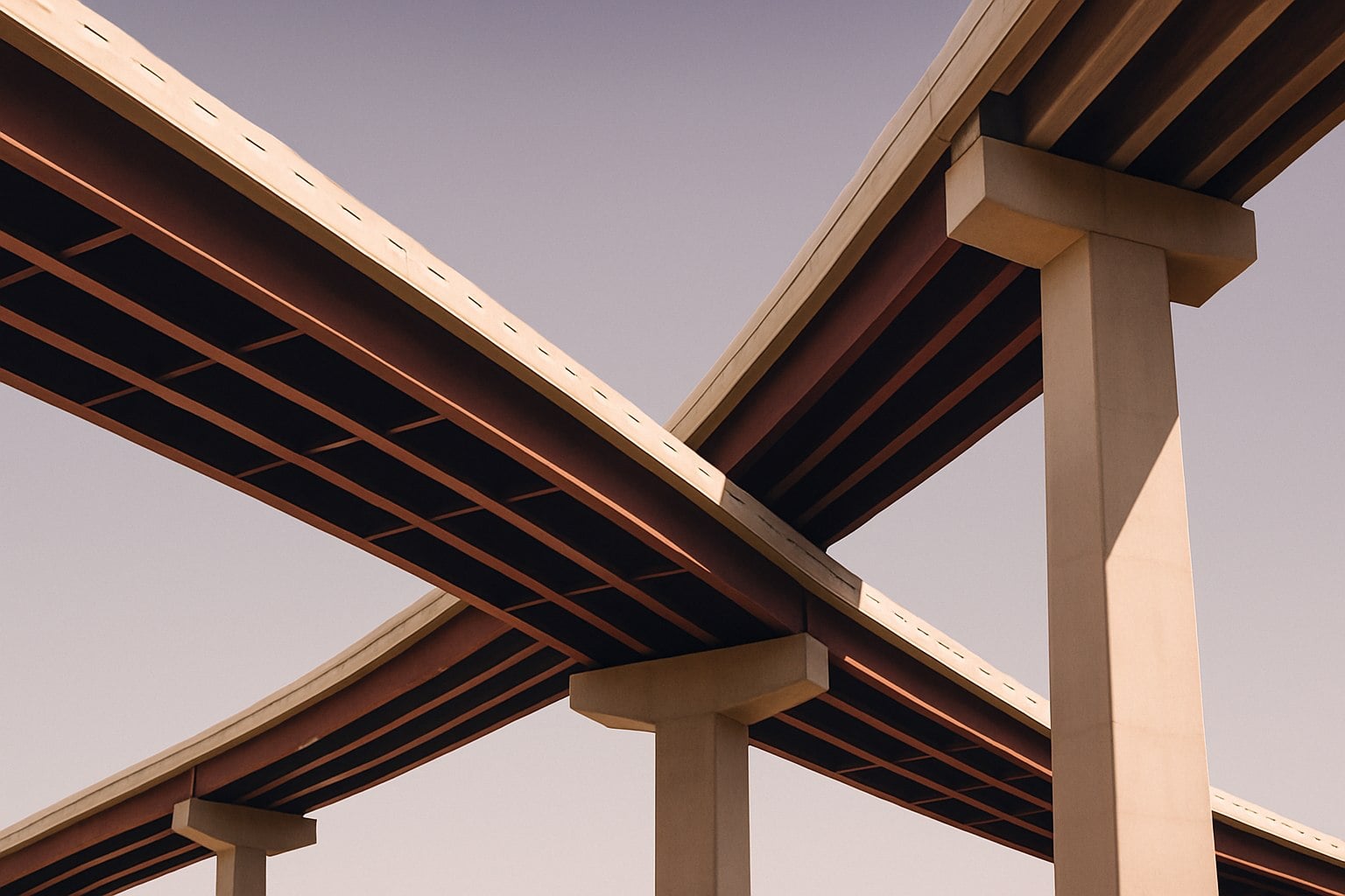 Wirtschaftsstrafrecht — Autobahnbrücken-Unterkonstruktion aus der Froschperspektive